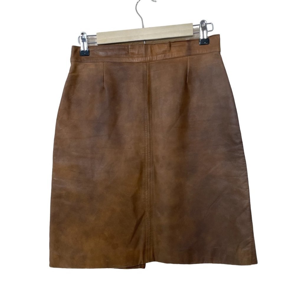 Vintage Size 38 leder pelze Genuine Butter Soft Leather Brown Lined Pencil Skirt